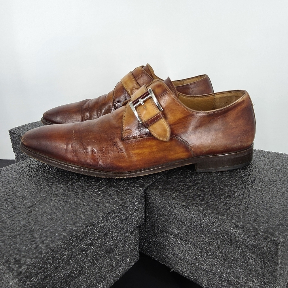 Magnanni Marco II Men's 11 M Dress Shoes Cuero Leather Single Buckle Monk Straps